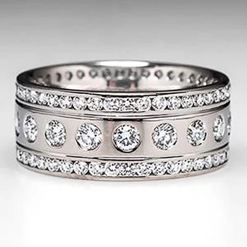 Huitan Egyszerű Design Női Gyűrű Teljes Kristály Cirkónia Bling Bling Esküvő, Eljegyzés, Tartozékok Új, Trendi Ékszerek