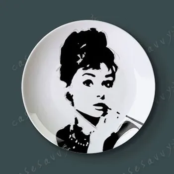 Híres Film, Színész, Audrey Hepburn Dekoratív tábla Absztrakt Falra Kézműves Étel Home/hotel Dekoráció Nagykereskedelmi 8 Inch
