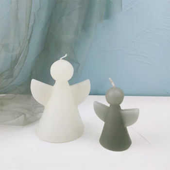 Karácsonyi Angyal Műanyag Gyertya Penész Új Év Angyal Gyertyát Akril Penész 3D Angyal Szárnyakkal Szappan Torta Készítése Eszközök