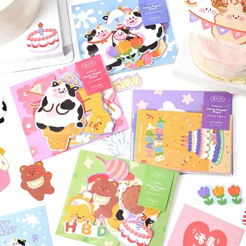 Kedves Rajzfilm Állat Születésnapi Kártyákat Anyag Papír Matricák DIY Ajándék Party Dekoráció Álló Készletek