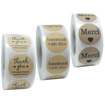 Kerek Merci francia köszönöm pecsét a címkéket Matrica Öntapadós Esküvői Buli Kártyák Ajándék Doboz, Csomag Címke Tömítés