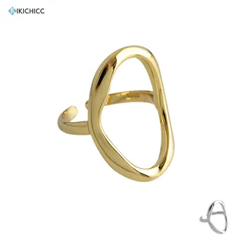 KIKICHICC 925 Sterling Ezüst, Arany, Ovális, Szabálytalan Geometriai Átméretezhető Gyűrű Állítható Női Gyűrű, Ékszerek, 2021 Egyszerű Luxus