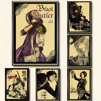 Klasszikus Rajzfilm Japán Anime Fekete Butler Retro Plakát kraft papír, Nyomtatott Fal Plakátok Haza, Bár, Kávézó Szoba Fal matrica