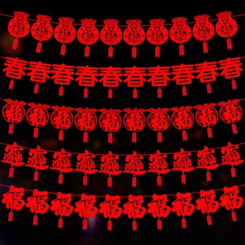 Kínai Tavaszi Fesztivál Húzza Zászló Papír Kínai Levél Hosszú, Vörös Zászló Dekoráció Otthon Új Év 2022 Dísz Ajtó Díszek