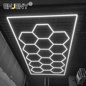Led-es Hexagon Honeycomb Részletező Auto autószerelő Műhely Fény Hatszögletű Felső autómosó alagút Világítás Garázs stílus