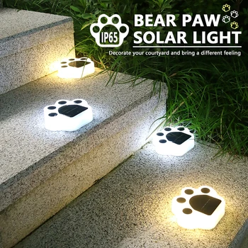 LED-es Napelemes Lámpák Bear Paw Print Lámpák Kültéri Lámpa LED-es Út Dekoratív Világítás Lábnyomok Lámpa, Kerti Pázsit Udvar