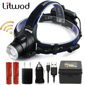 Litwod Z20 XM-L2 U3-LED Fényszóró-led fényszóró-zoom fej fáklya állítható Érzékelő fej lámpa használata 18650 akku