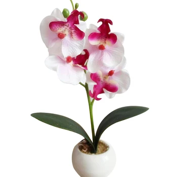Művirág Bonsai Orchidea Bonsai Mesterséges Színes Pillangó Orchidea Cserepet Tartós Dekoratív Bonsai Hálószoba