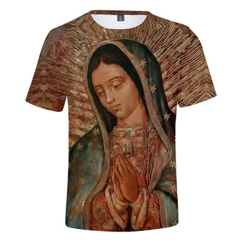 Nyári Guadalupei Szűz Mária Katolikus póló 3D Nyomtatott Férfiak Nők Póló Túlméretezett Streetwear Cosplay Fiúk Lányok Maximum Ruhák