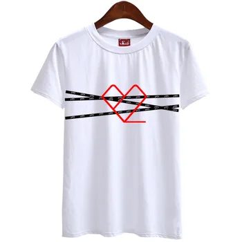 Nyári stílus kpop 2pm 6nights koncert tagja azonos o nyakú póló unisex divat barack szív nyomtatása rövid ujjú t-shirt