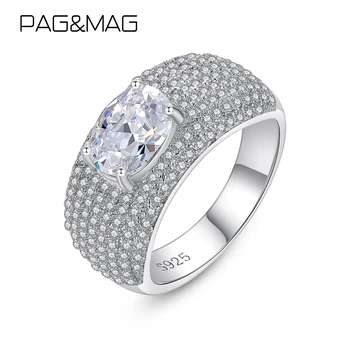 PAG&MAG Igazi 925 Sterling Ezüst Nagy luxus Esküvői Gyűrűk Menyasszonyi Nők Cirkónia Eljegyzési koreai Ujját Karácsonyi Gi