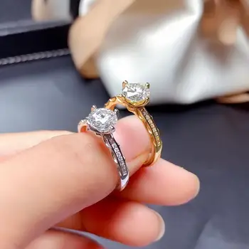 pattogó moissanite drágakő gyűrű női ékszer eljegyzési gyűrű, esküvői igazi 925 ezüst gyűrű születésnapi ajándék új stílus
