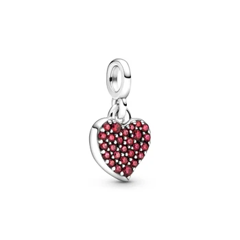 Piros Szív Medál Romantika 925 Sterling Ezüst Varázsa Illik Pandora Karkötő & Karperecet a Nők Esküvői Ékszer Készítés DIY Ajándék
