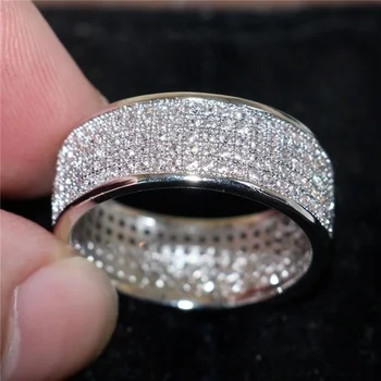 Ragyog, Ezüst, Arany Színű Női Gyűrű Kerek Berakásos Fehér Aranyozott Gyűrű a Nők, Férfiak, Eljegyzés, Esküvő Ékszer Ajándék