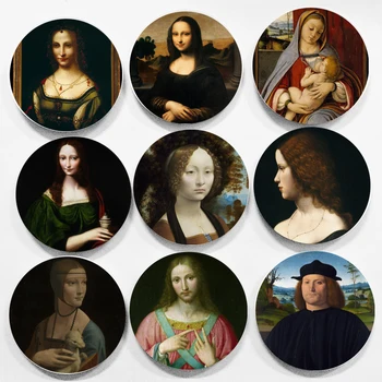 Reneszánsz Művészet Lemez Da Vinci Olaj Festmény, Fali Dekoratív Lóg Kerámia Tál Háttér Dekoráció Mona Lisa