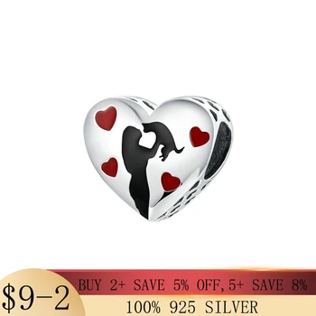 Romantikus Új 925 Sterling Ezüst Szív Alakú medál illik Eredeti Pandora Karkötő Fekete Zománc, valamint a Szív Fém Gyöngyök