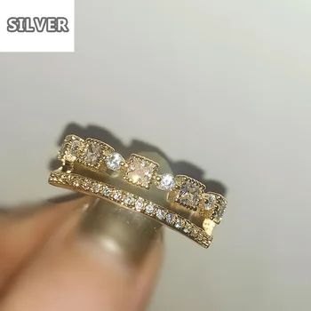 S925 Standard Ezüst Luxus Retro 14K Arany Gyűrű, Eljegyzési Gyűrű Női Kéz Ékszerek Személyre szabott Gyémánt Gyűrű A Nők Leltárba