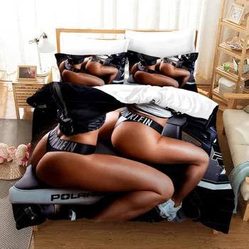 Szexi Motoros Nők ágyneműgarnitúra paplanhuzat Párnahuzat Strand Bikini ágytakaró Ágynemű Ágyneműt a Terem Dekoráció