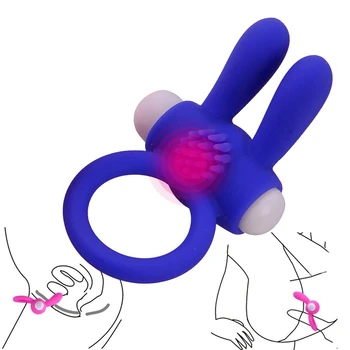 tartós nyúl pénisz gyűrű vibrátor kakas ketrec cockring csikló masszírozó vibrációs maszturbáció Felhúzni késedelem magömlés szex-játék