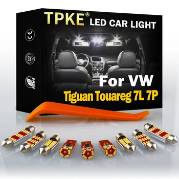 TPKE Fehér Hiba Ingyenes Belső LED Izzó Olvasás Térkép Kupola Tető Fény Készlet 2003-2013 2014 2015 A VW Tiguan A Touareg 7L 7P