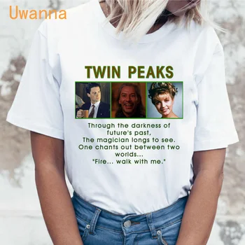Twin Peaks nyomtatott harajuku póló női nyári rövid ujjú alkalmi fehér felsők női póló divat graphic tee női