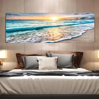 Tájkép Vászon Festmények Természetes Strand Sunset Sea Poszterek, Nyomatok, Wall Art Kép a Nappali lakberendezési Nincs Keret