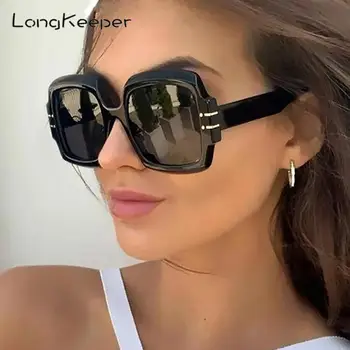 Túlméretes Tér Napszemüveg Női Vintage Leopárd Fekete napszemüveget gafas de sol mujer Luxus Márka Desginer Szemüveg UV400