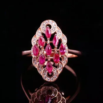 Valódi, természetes rubin gyűrű hiteles 925 sterling ezüst drágakő Nő, Asszony, Ékszerek, gyűrűk