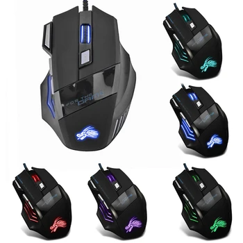 Vezetékes Gaming Mouse 7 Gombot Háttérvilágítású, Ergonomikus USB-Egerek 5500 DPI Háttérvilágítás Állítható Optikai Egerek számára PC Gamer Asztali Számítógép