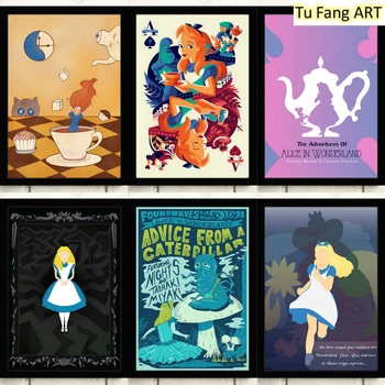 Vászon Festmény Disney Anime Alice Csodaországban Fal Művészi Nyomatok Plakátok Szoba Dekoráció Képek Hálószoba Gyerekek Otthoni Dekoráció