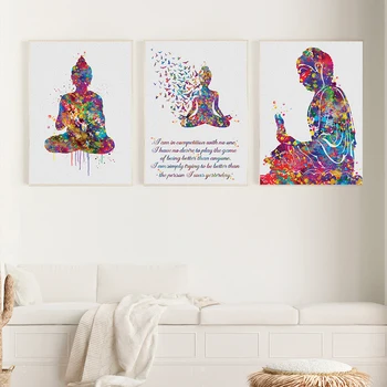 Vászon Festmény Meditáció Absztrakt Buddha Jóga Művészeti Motivációs Idézet Poszter Buddhizmus Nappali Dekoráció Lakberendezés