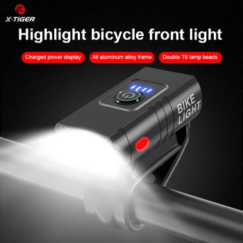 X-TIGRIS Kerékpáros Lámpa Vízálló Kerékpár Lámpa 1200 mAh USB Újratölthető LED-es Kerékpár Lámpa MTB Országúti Kerékpár Első Lámpa
