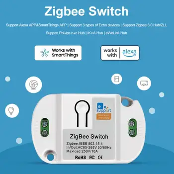 Zigbee Smart Switch Modul AC85-265V 10A APP Távirányító Működik Alexa Intelligens Otthon Automatikus Megszakító Működik Alexa, a Google Haza