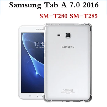 Átlátszó Szilikon Puha tok Samsung Galaxy Tab Egy 7.0 2016 T280 Ütésálló Védő TPU Fedezze Alapvetően Az SM-T280 SM-T285
