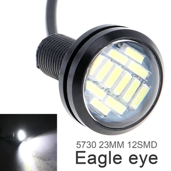 Új 12V 18W Eagle Eye LED-23 mm Sólyomszem Fordított Biztonsági Fény nagyteljesítményű Fehér Autó Köd Kerek DRL Izzó Fordított Parkolás Jel Lámpák