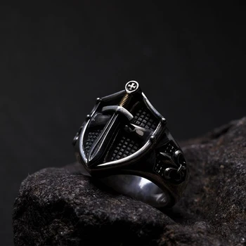 Új Design Pajzs Férfi Ezüst Gyűrű Retro Európai, Illetve Amerikai Stílus Személyiség Trend Gyűrű, Ékszerek, Kiegészítők