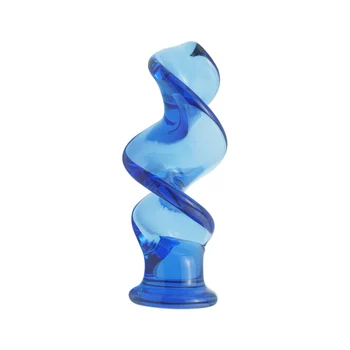 Új meleg kék fej pyrex kristály hullám üveg anális butt plug gyöngyök vibrátor maszturbálás szex játékok termék a férfiak nők