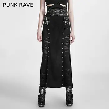 Új Punk Buli nők Gótikus Max szoknya,Steampunk Rock copslay ruházat Q298
