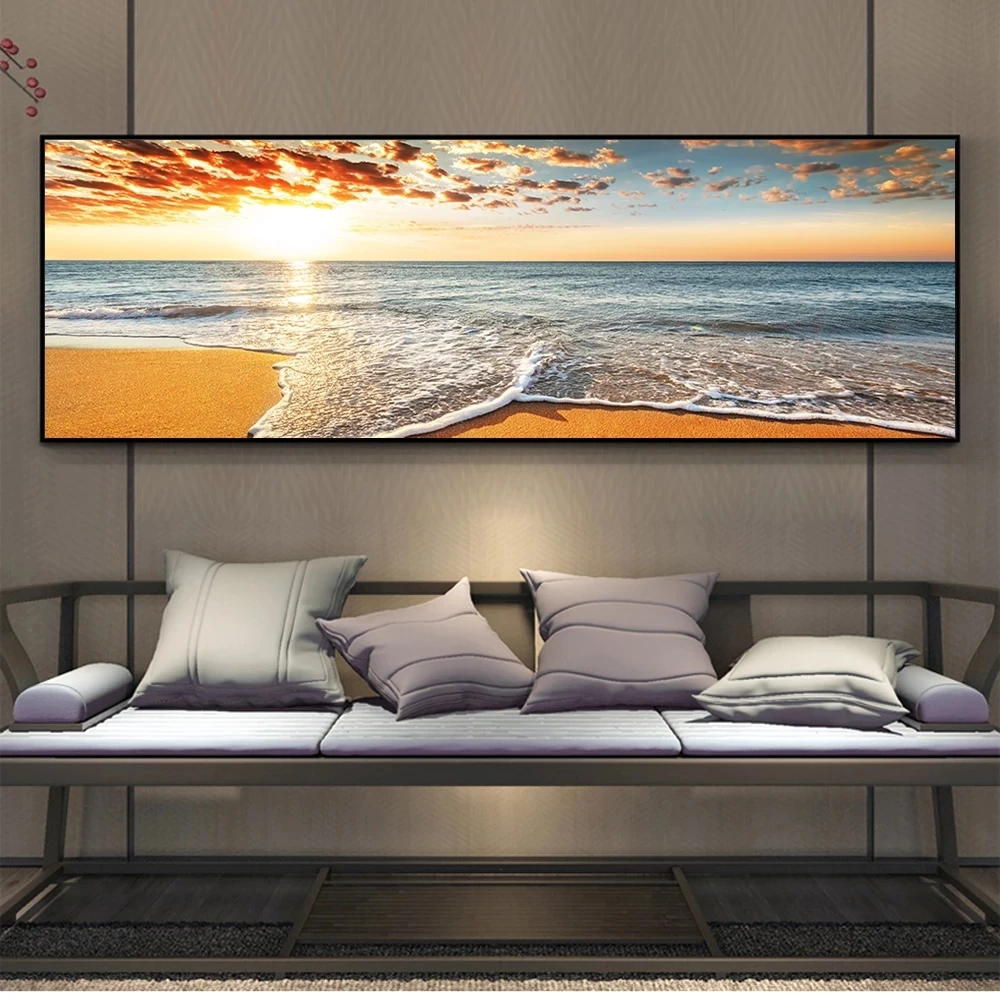 Tájkép Vászon Festmények Természetes Strand Sunset Sea Poszterek, Nyomatok, Wall Art Kép a Nappali lakberendezési Nincs Keret 4