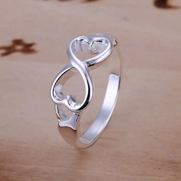 925 ékszerek, ezüst bevonatú Gyűrű Jól Divat Dupla Szív Gyűrű Női&Férfi Ajándék Ezüst Ékszerek, Gyűrűk Ujját SMTR092 0