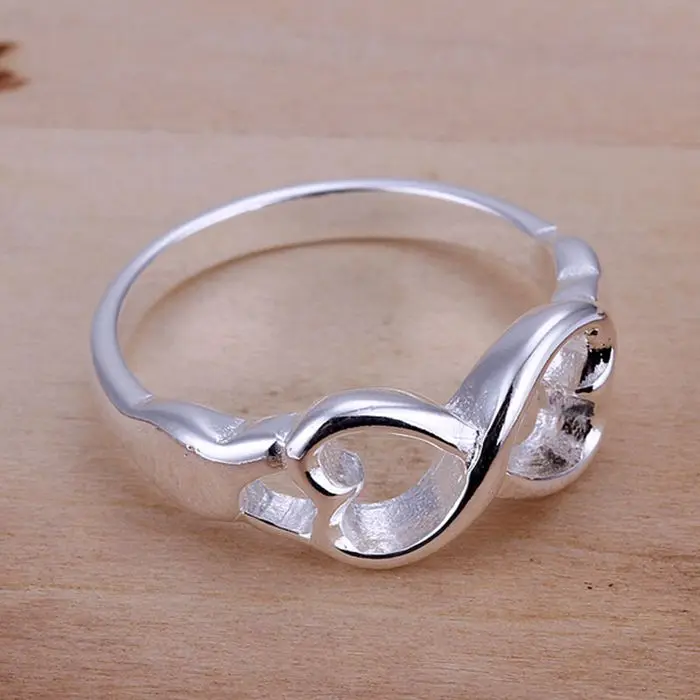 925 ékszerek, ezüst bevonatú Gyűrű Jól Divat Dupla Szív Gyűrű Női&Férfi Ajándék Ezüst Ékszerek, Gyűrűk Ujját SMTR092 3