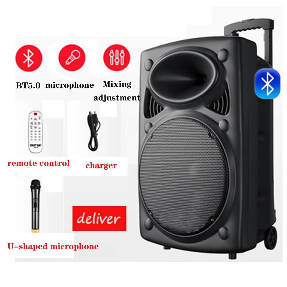 150W Kocsi Hordozható Bluetooth Hangszóró Vezeték nélküli Kültéri bálban K Dalt Boombox 4D Sztereó Mélynyomó hangdoboz Music Center 0