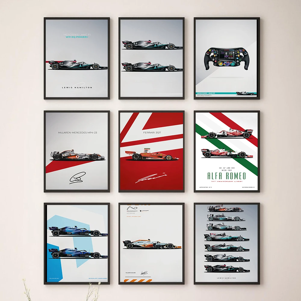 Világbajnoki Car Racing F1 Klasszikus Plakát Művészet Fal Divat Nyomtatás Modern Vászon Festmény Skandináv Otthon Nappali Dekoráció 0