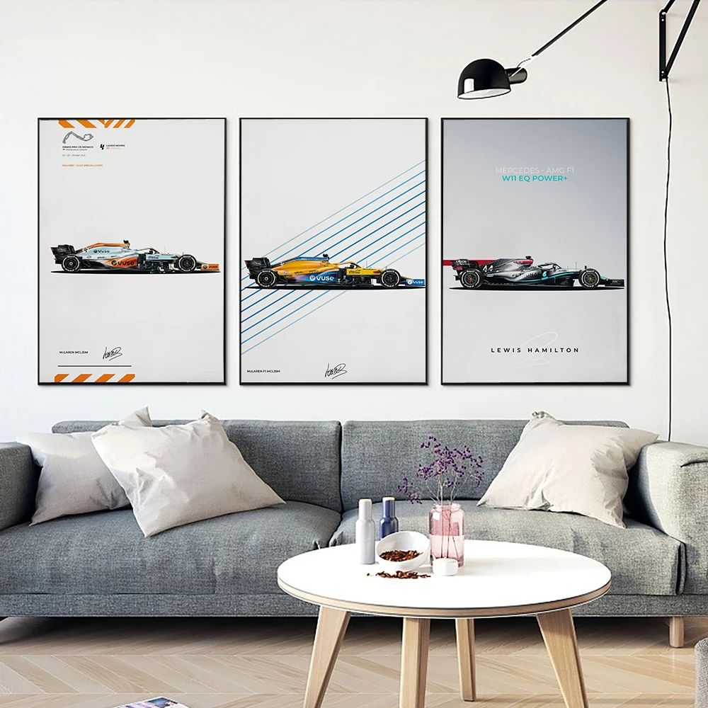 Világbajnoki Car Racing F1 Klasszikus Plakát Művészet Fal Divat Nyomtatás Modern Vászon Festmény Skandináv Otthon Nappali Dekoráció 1