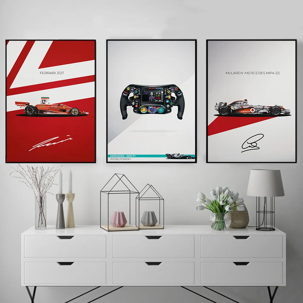Világbajnoki Car Racing F1 Klasszikus Plakát Művészet Fal Divat Nyomtatás Modern Vászon Festmény Skandináv Otthon Nappali Dekoráció 2