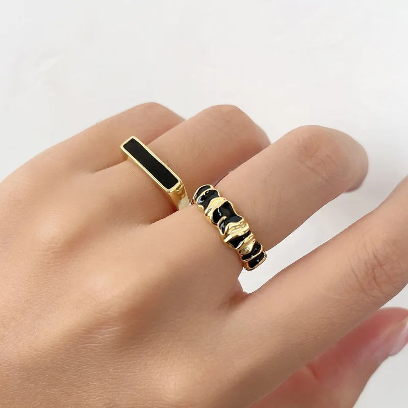 Design Szabálytalan francia Index Ujj Gyűrű Egymásra Epoxi Geometriai Tér Gyűrű Ins Vad koreai Nyitva Ékszerek, Gyűrűk, Nők 0