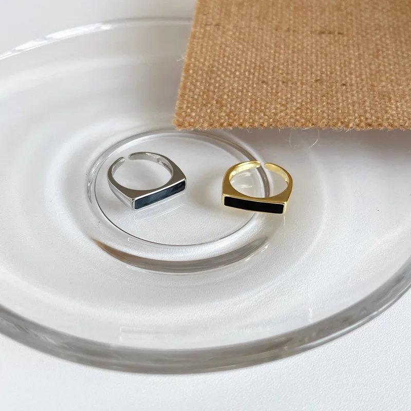 Design Szabálytalan francia Index Ujj Gyűrű Egymásra Epoxi Geometriai Tér Gyűrű Ins Vad koreai Nyitva Ékszerek, Gyűrűk, Nők 5