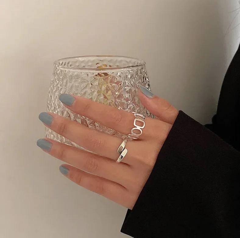 Minimalista Lánc Pillangó Gyűrű a Nők számára Új Divat Kreatív Üreges Mértani Fél Kézzel készített Ékszerek, Ajándékok 1