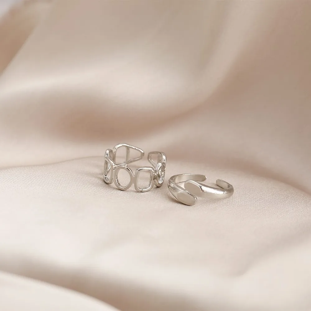 Minimalista Lánc Pillangó Gyűrű a Nők számára Új Divat Kreatív Üreges Mértani Fél Kézzel készített Ékszerek, Ajándékok 3
