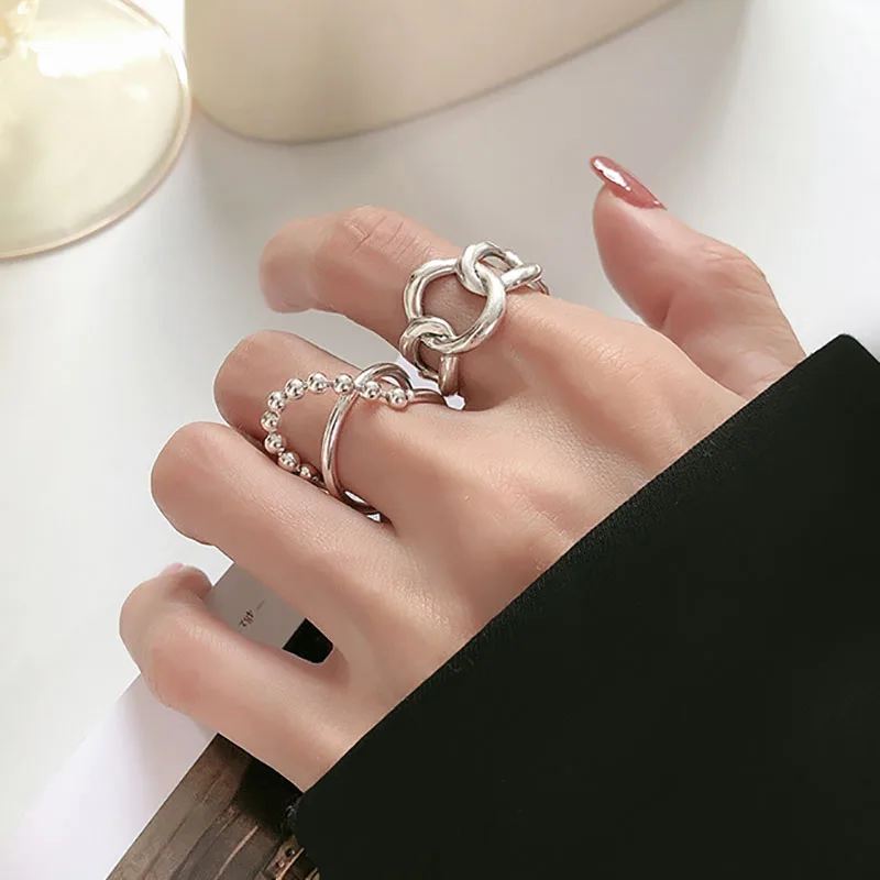 Evimi 925 Sterling Ezüst Divatos Gyűrű a Nők Kreatív Egyszerű Üreges Kör Geometriai Chian Szabálytalan Parti Ékszer Ajándék 2